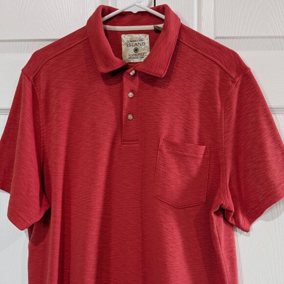 Tasso Elba Island Men's Polo Shirt Red, Size XL, Textured, UPF Protection - Picture 3 of 15